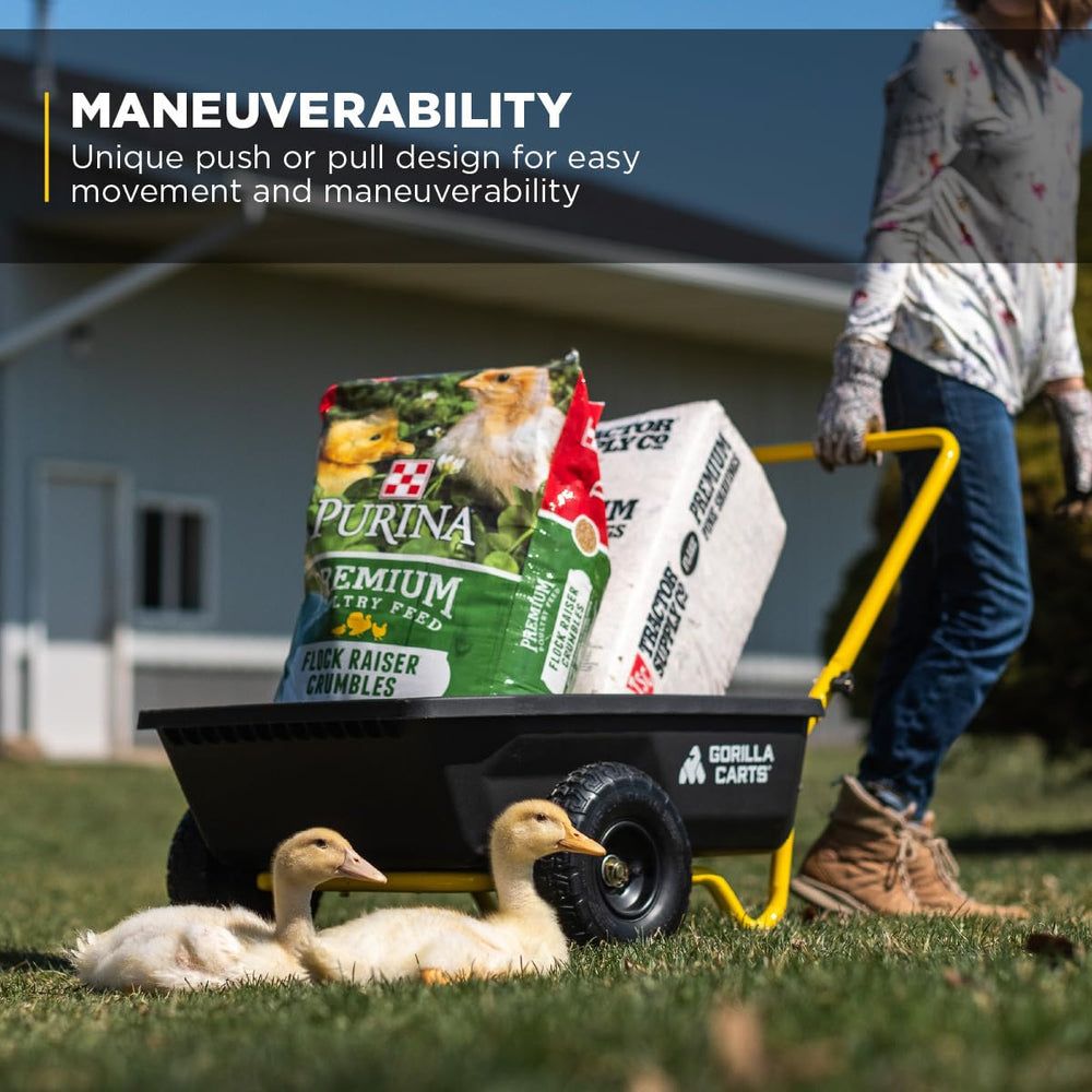 Gorilla Carts side profile highlighting low center of gravity for improved stability and control
