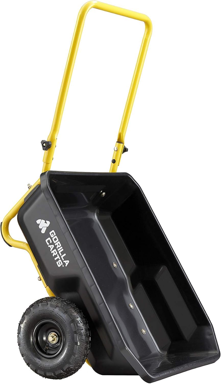 Gorilla Carts 10-inch pneumatic tire detail emphasizing smooth ride over rough terrain