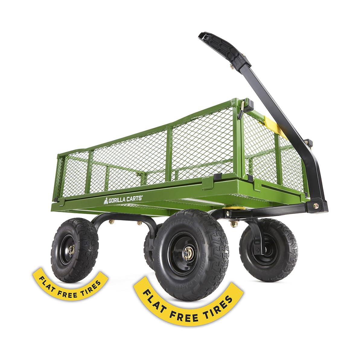 Gorilla Carts front view showing sturdy steel bed and load capacity benefit