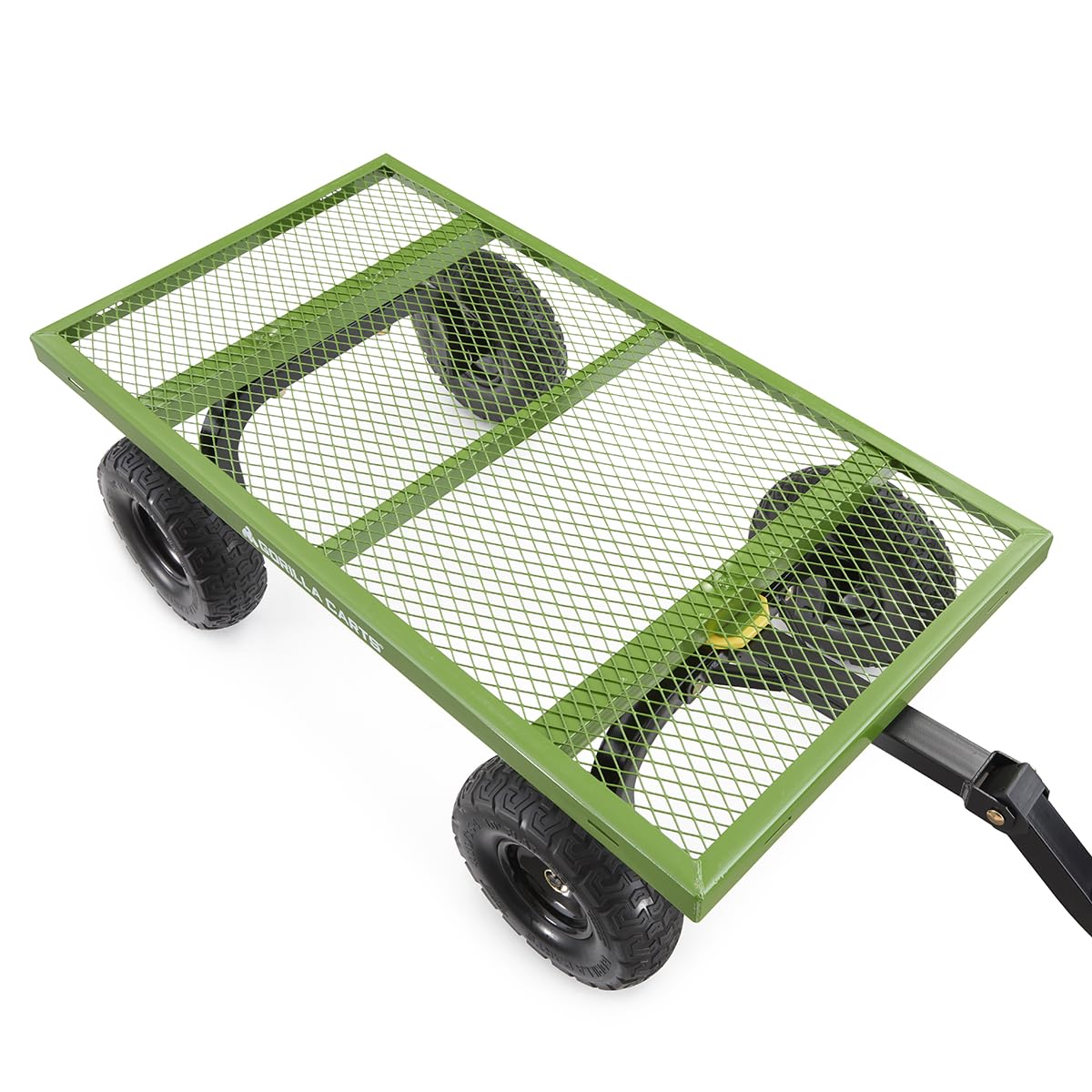 Gorilla Carts handle and axle close-up showing ergonomic control advantage