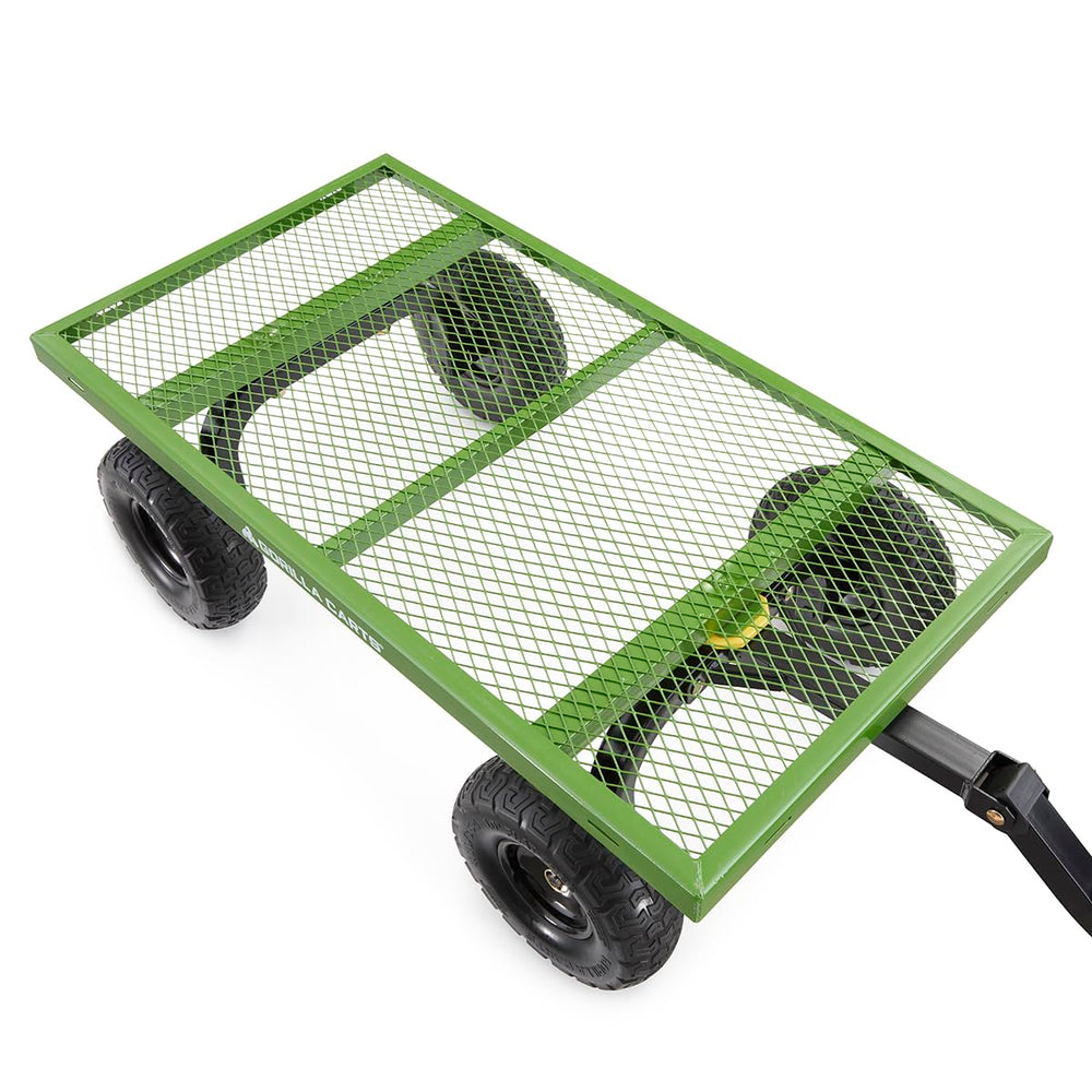 Gorilla Carts handle and axle close-up showing ergonomic control advantage