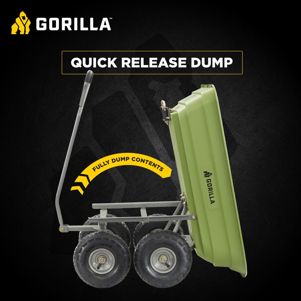 Gorilla Carts straight pull handle demonstrating ergonomic grip for comfortable towing