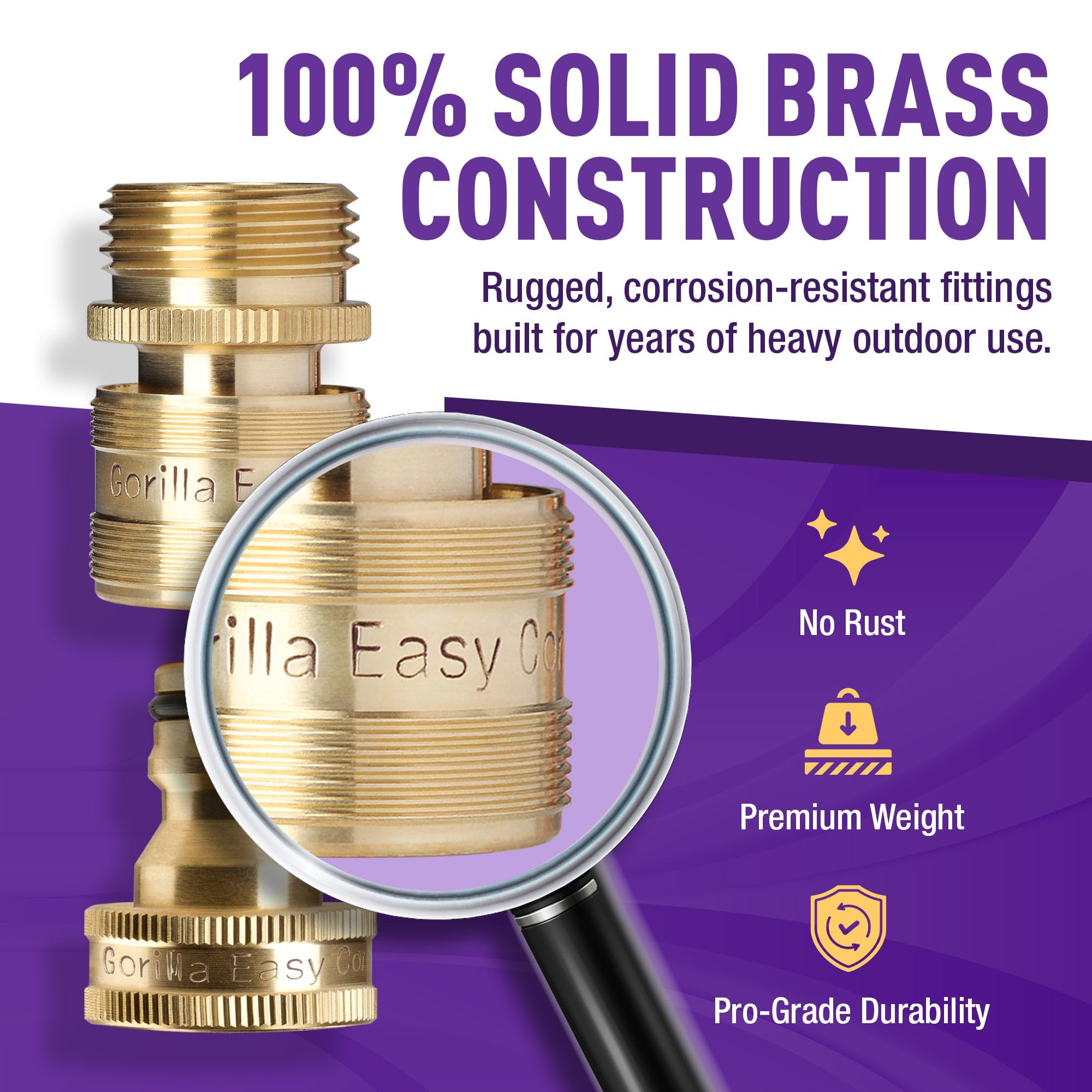 GORILLA EASY CONNECT attached to hose and faucet, leak-resistant watering benefit