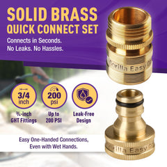 GORILLA EASY CONNECT close-up of 3/4" GHT threads highlighting durable fit benefit
