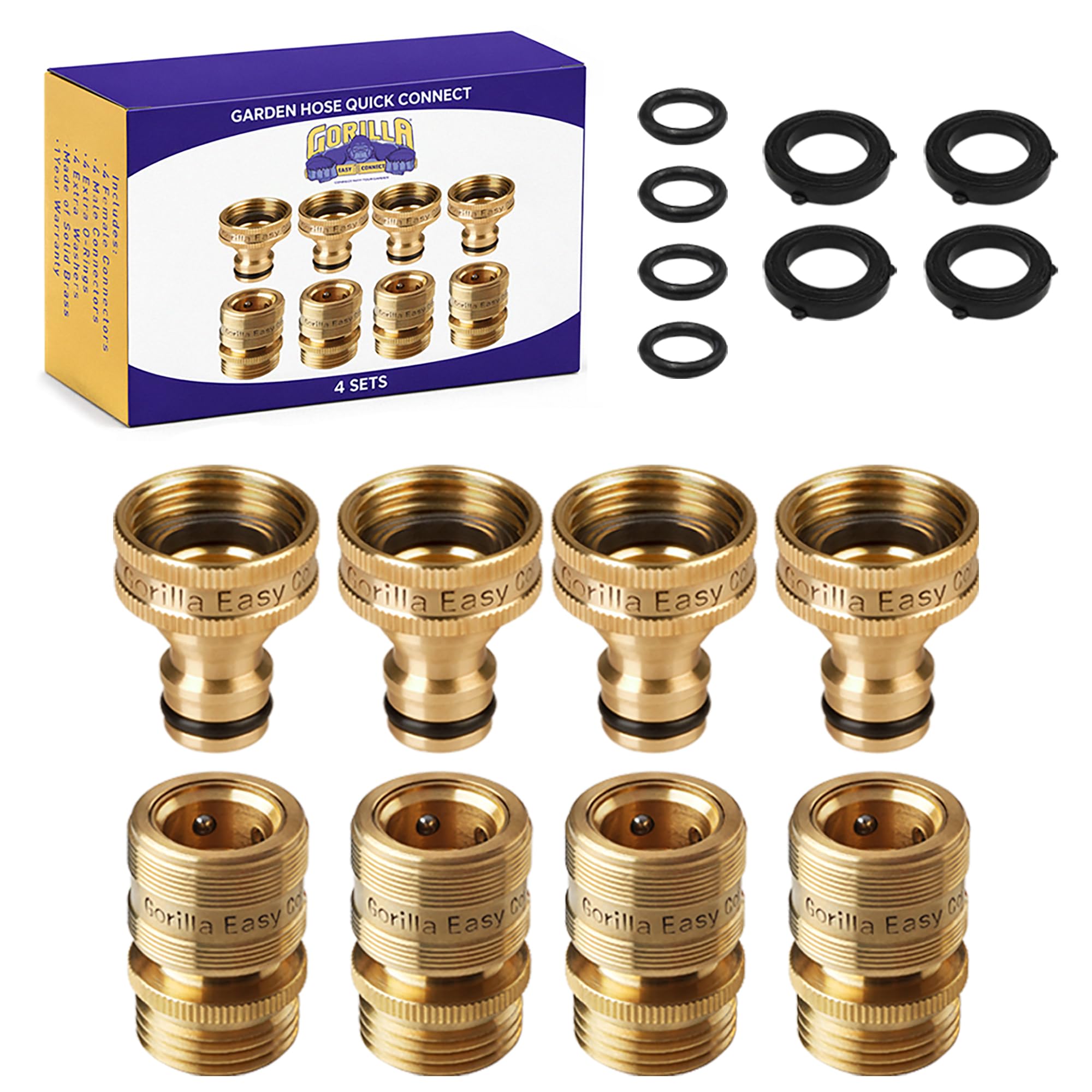 GORILLA EASY CONNECT front view showing brass quick-connect and secure seal benefit