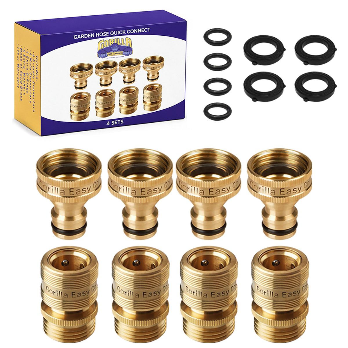 GORILLA EASY CONNECT front view showing brass quick-connect and secure seal benefit