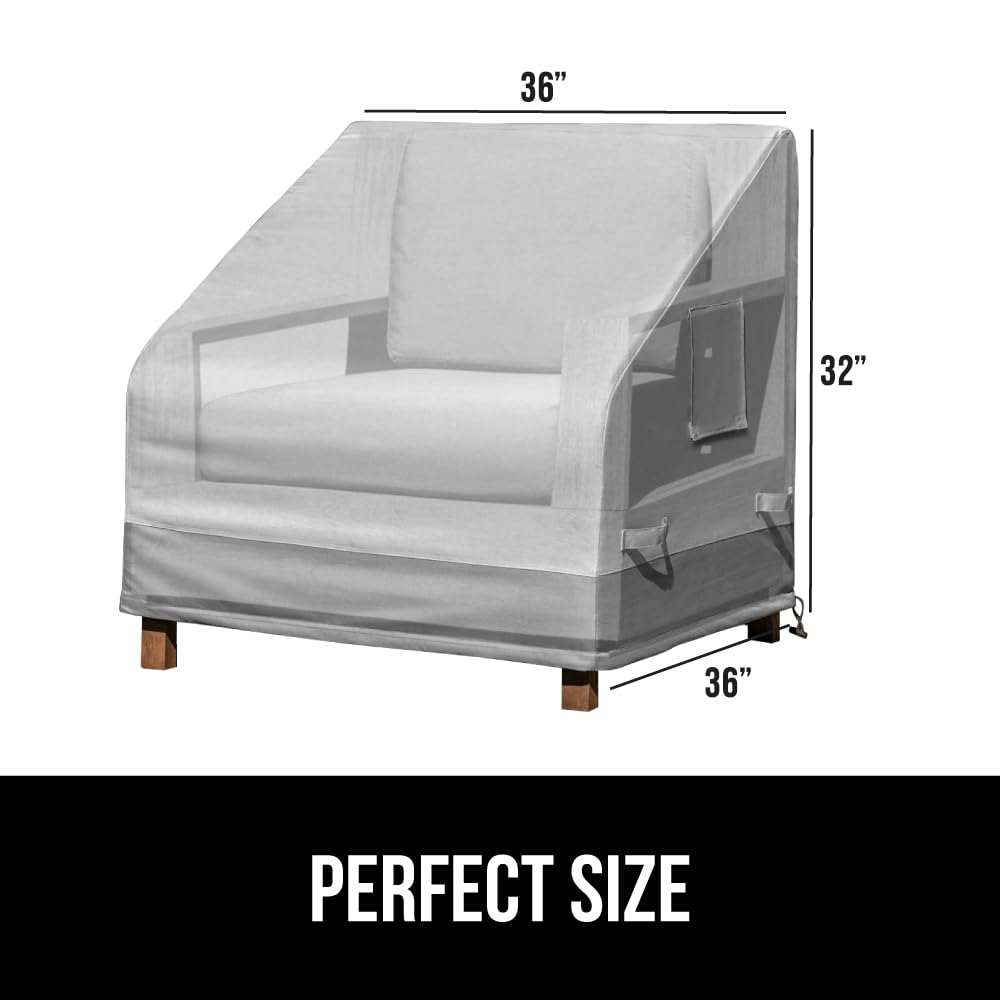 GORILLA GRIP covered chair in a backyard protecting cushions and frame