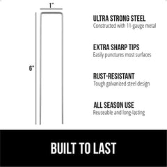 GORILLA GRIP sharp 6-inch staple tip close-up for easy soil penetration