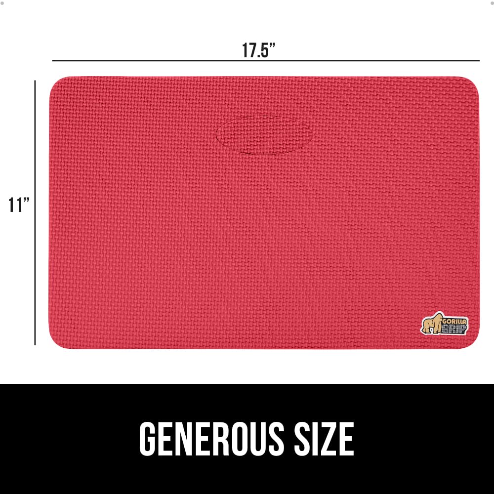 GORILLA GRIP pad tucked into storage shelf illustrating compact portability