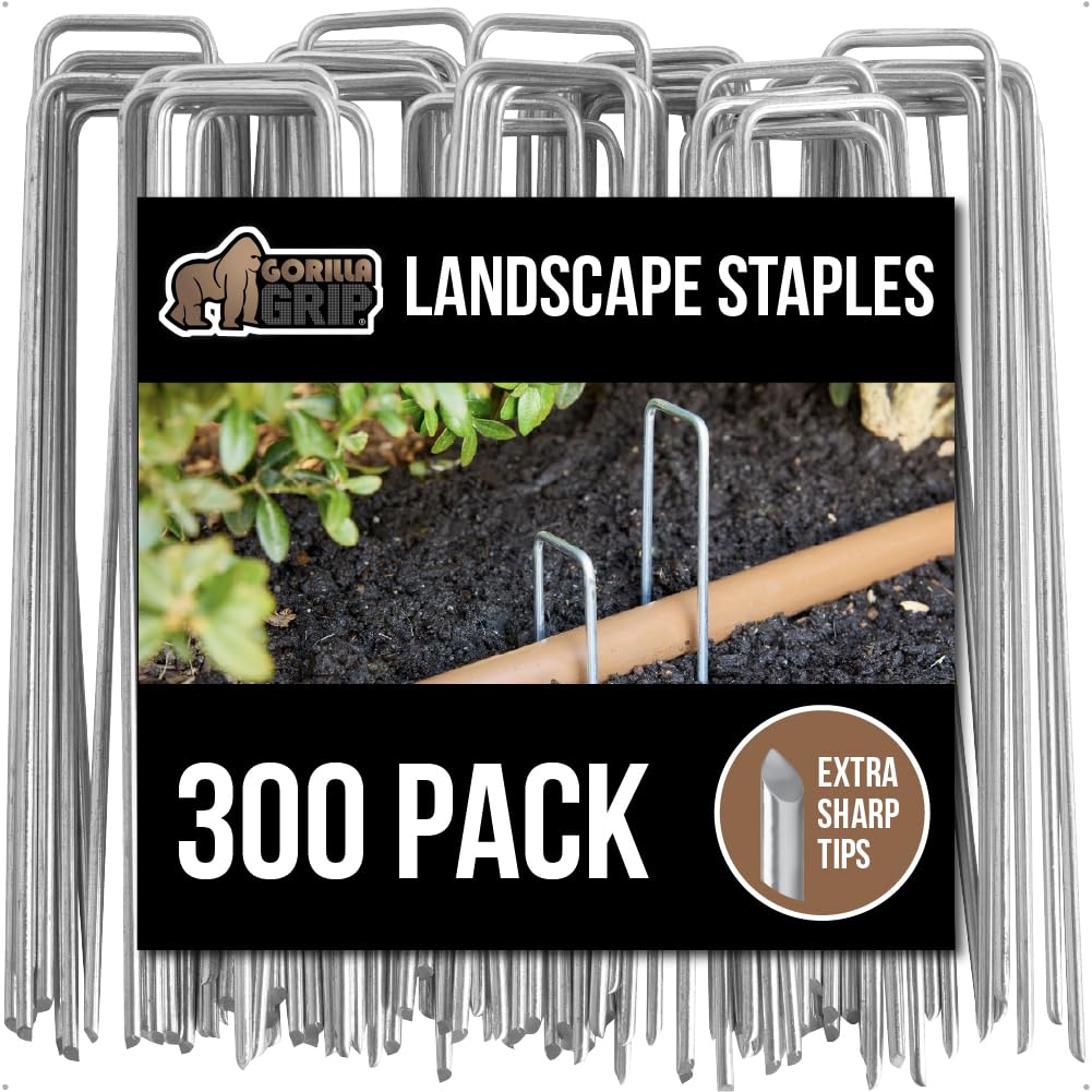 GORILLA GRIP front view of 300-pack stakes showing quantity and pack benefit