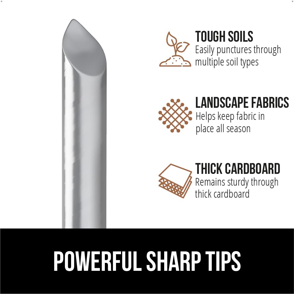 GORILLA GRIP staple securing landscape fabric to prevent wind uplift