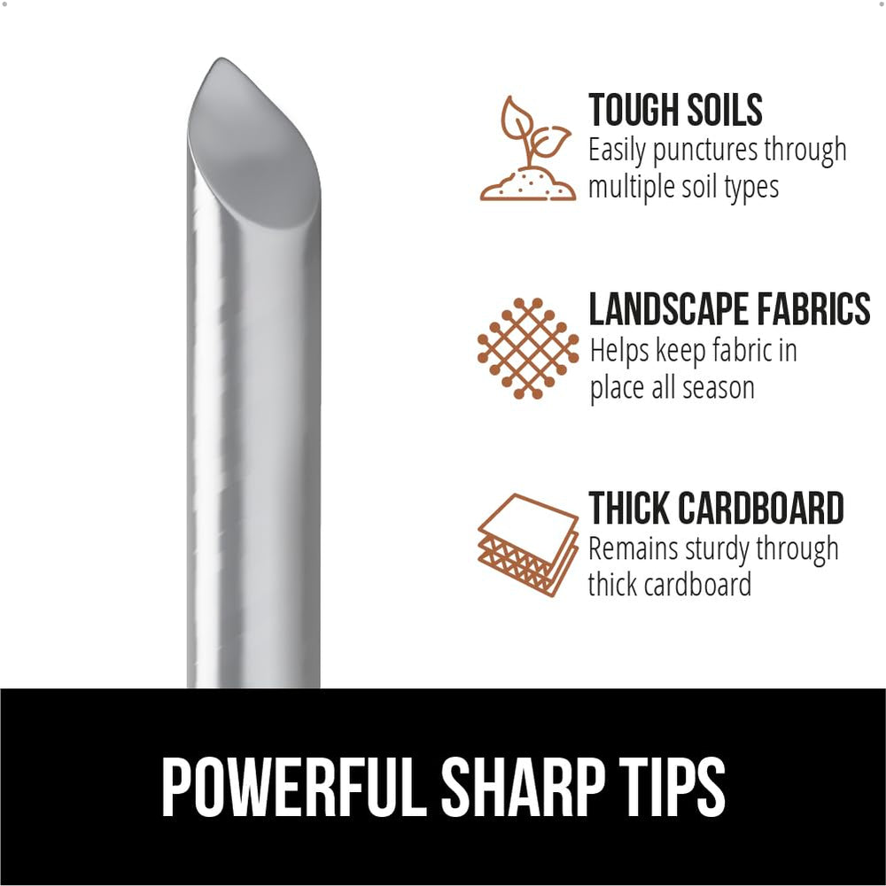 GORILLA GRIP staple securing landscape fabric to prevent wind uplift