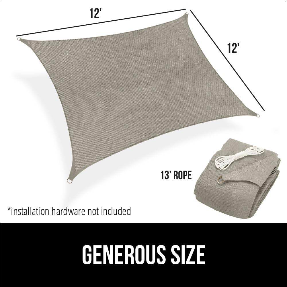 GORILLA GRIP lifestyle image of backyard seating under the shade sail