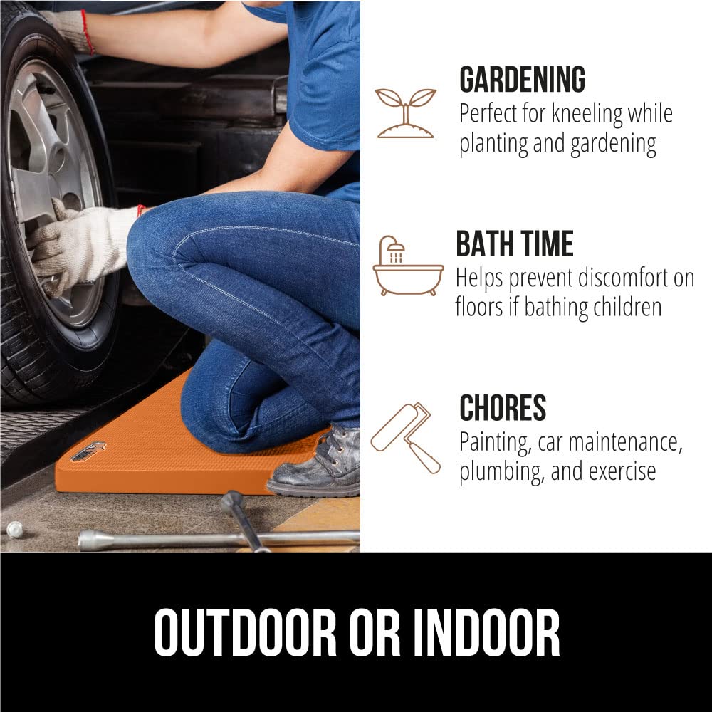 GORILLA GRIP on wet patio resisting moisture and keeping knees dry and supported