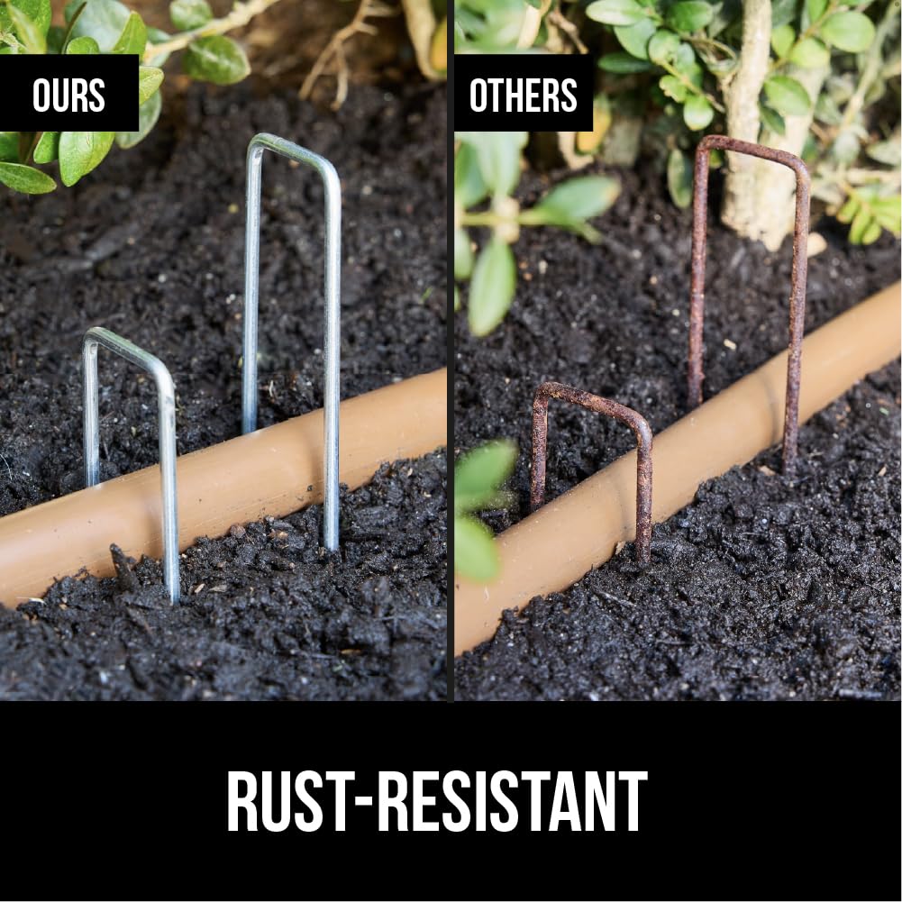 GORILLA GRIP staple holding drip tubing steady to protect irrigation lines