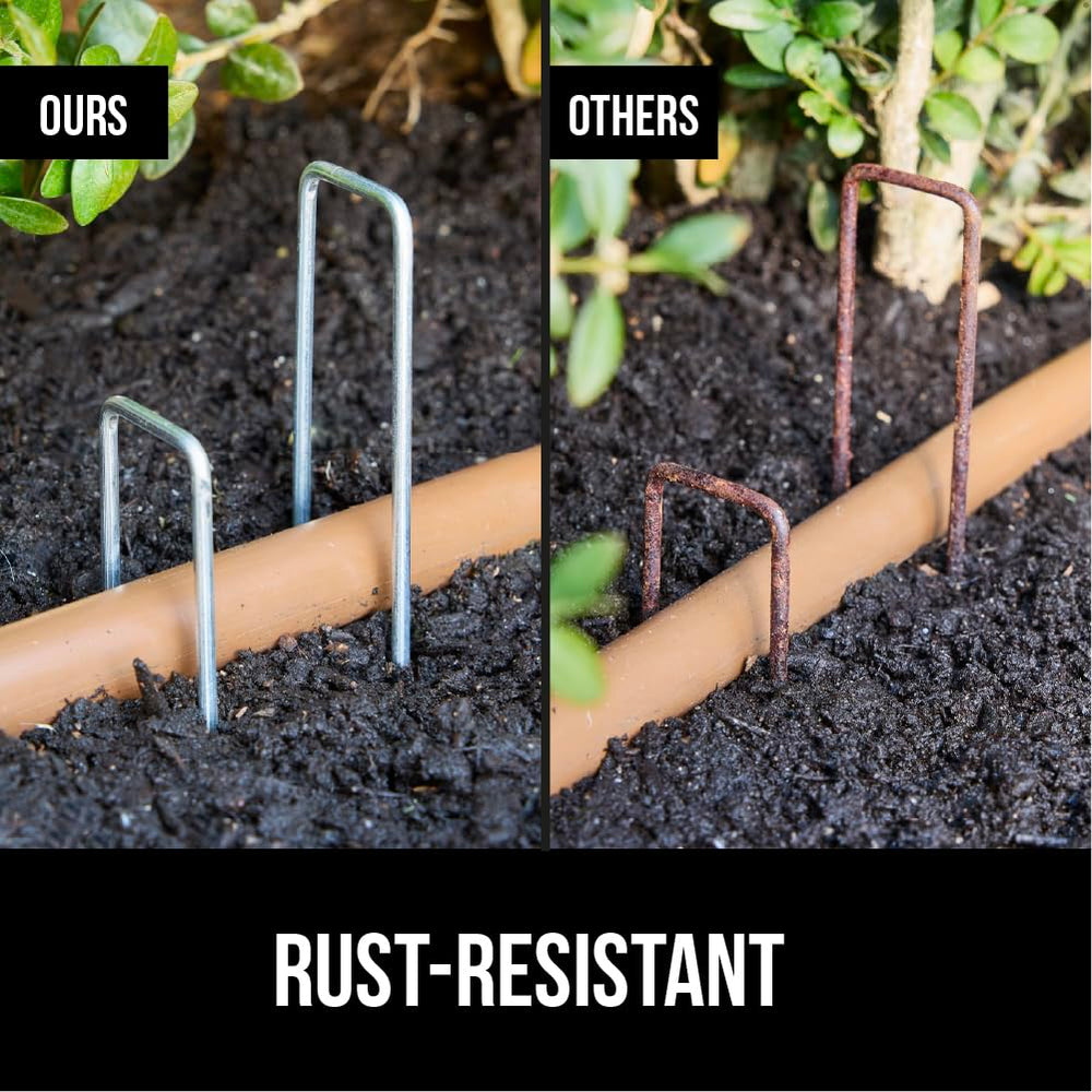 GORILLA GRIP staple holding drip tubing steady to protect irrigation lines