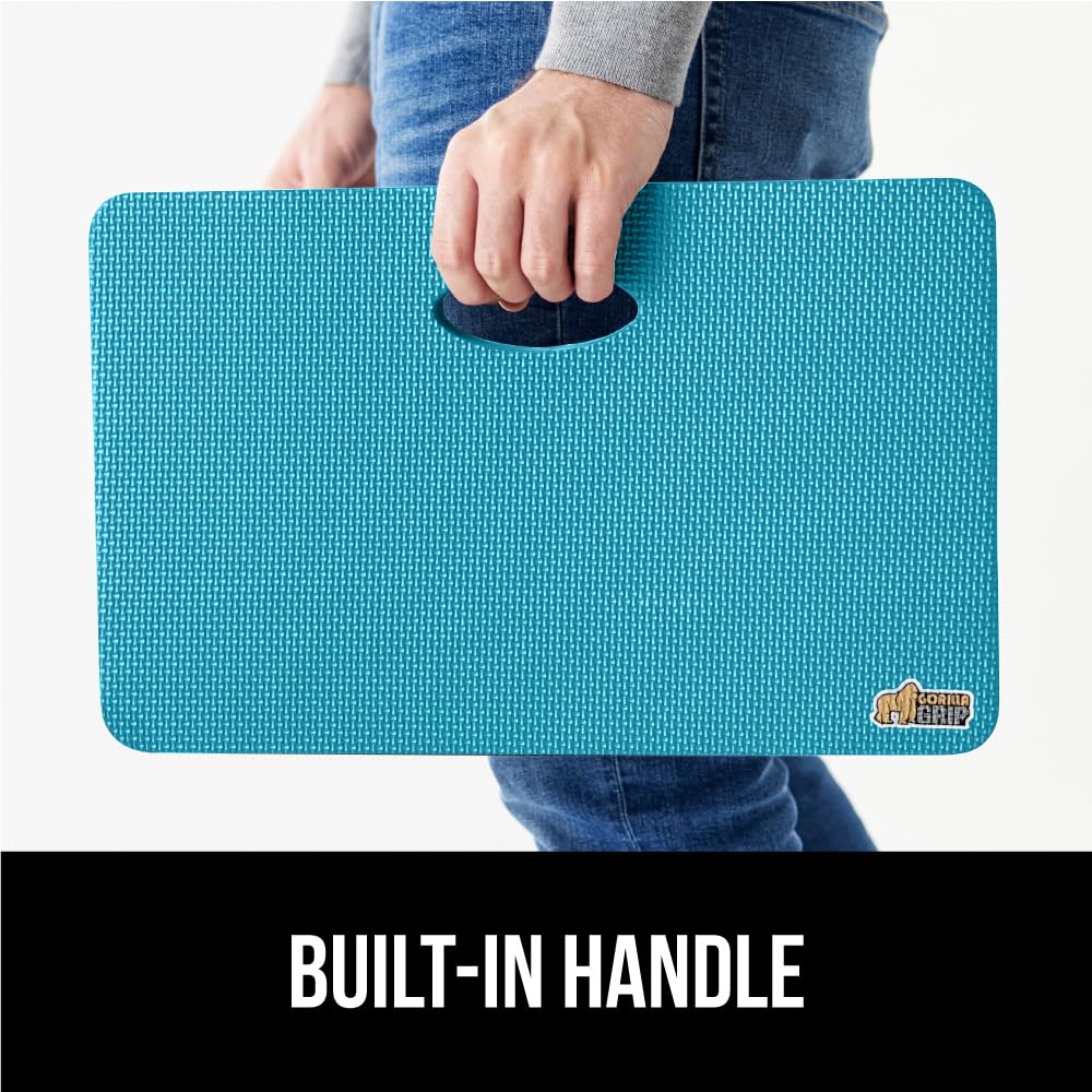GORILLA GRIP pad next to hand illustrating portable size advantage
