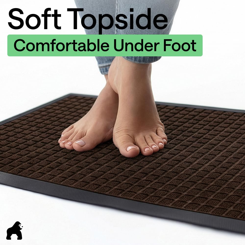 GORILLA GRIP mat flexed to show heavy-duty yet flexible construction