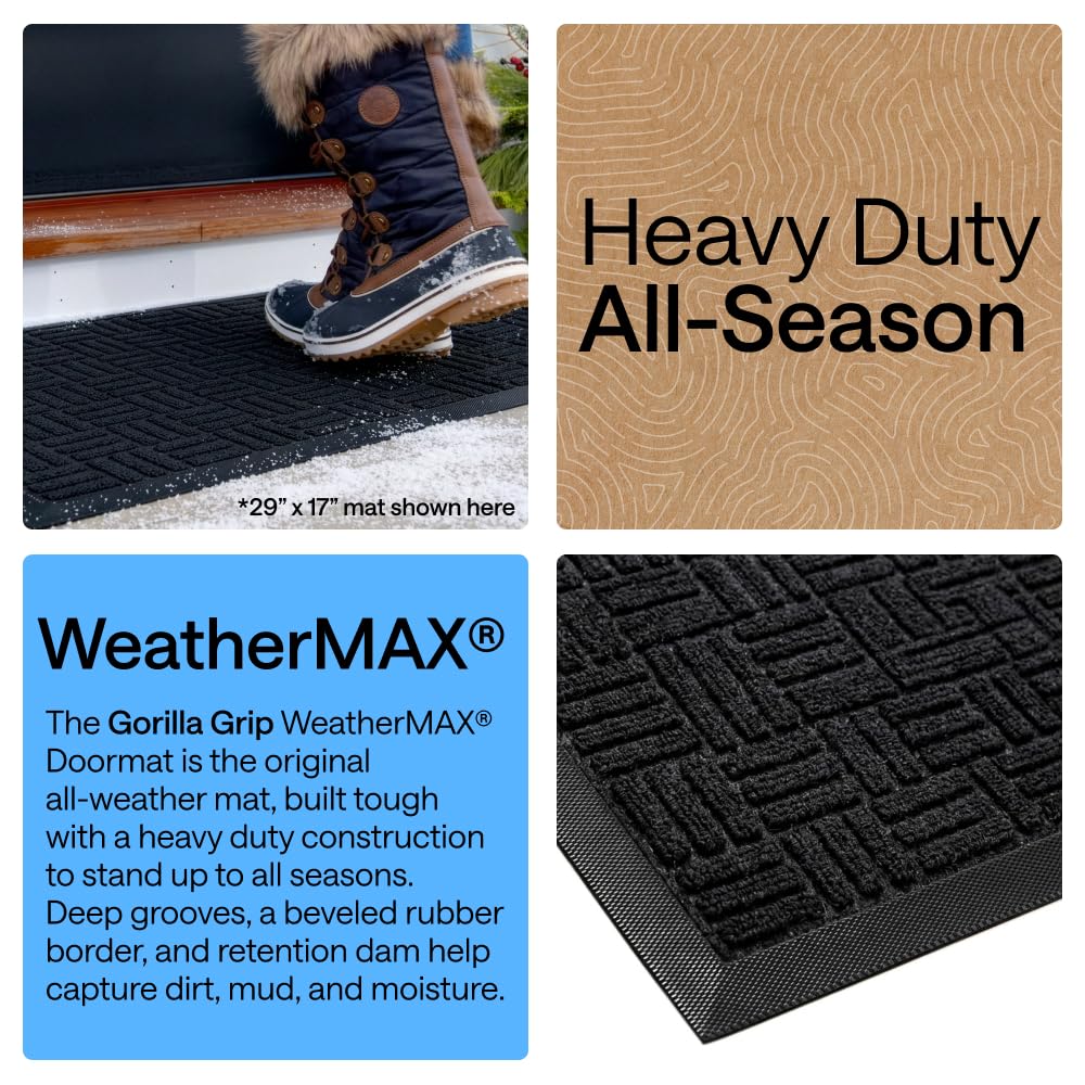 GORILLA GRIP natural rubber backing view showing anti-slip hold and tear resistance