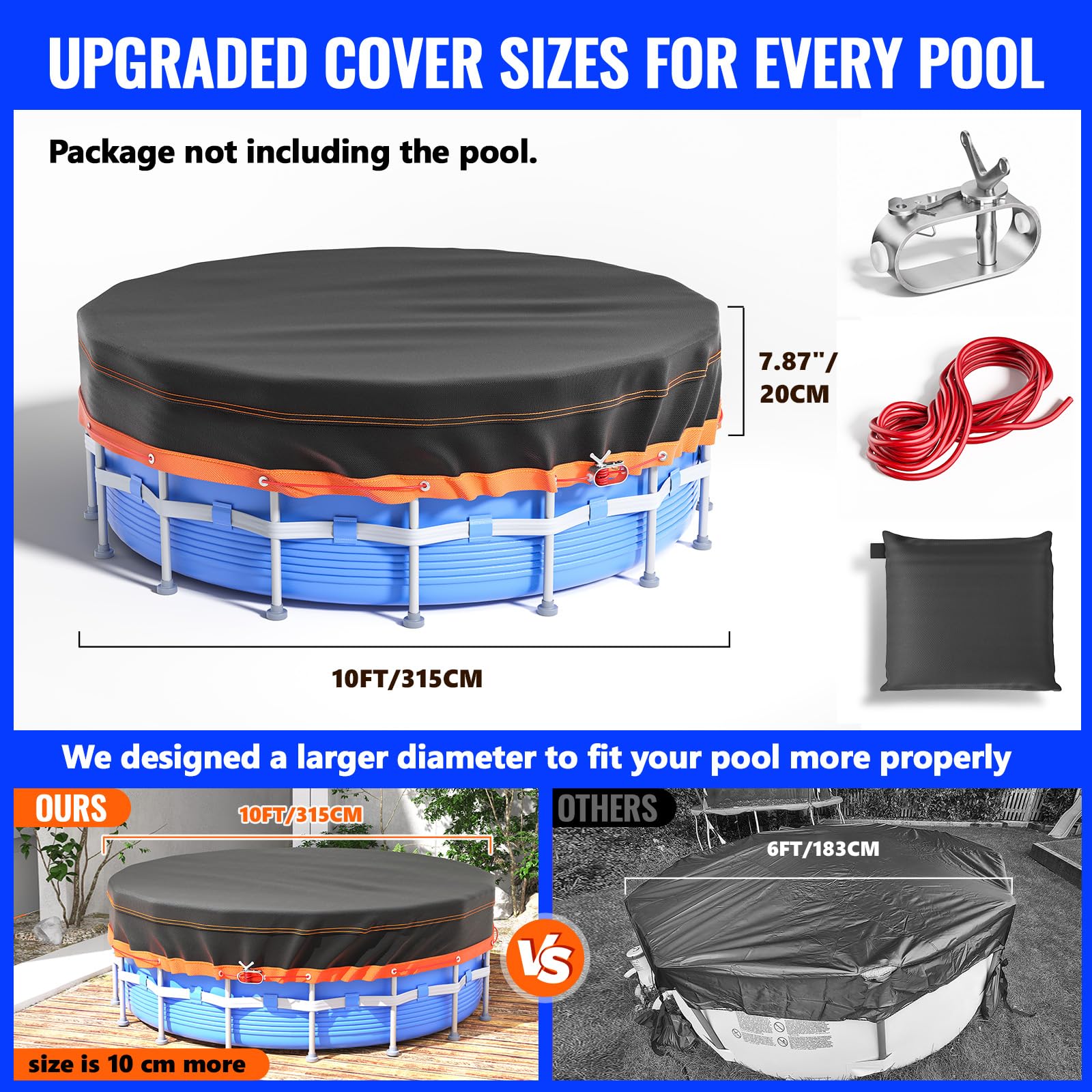 GORISPI cover installed on above-ground pool showing debris protection benefit