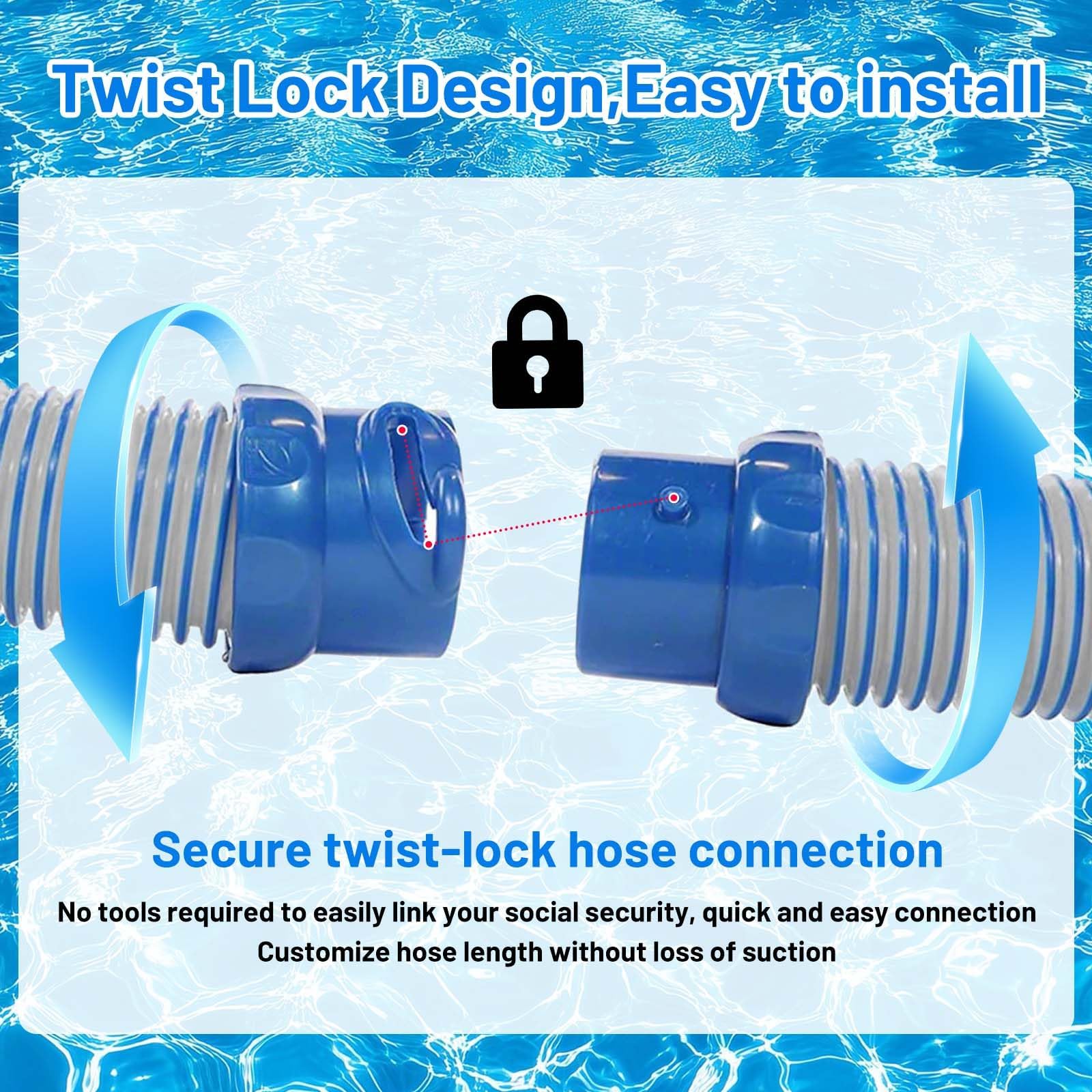 GOROBU hose attached to pool cleaner demonstrating improved coverage