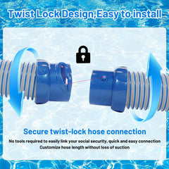 GOROBU hose attached to pool cleaner demonstrating improved coverage