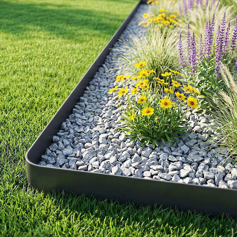 GOTGELIF black edging holding mulch in place for neat garden appearance benefit