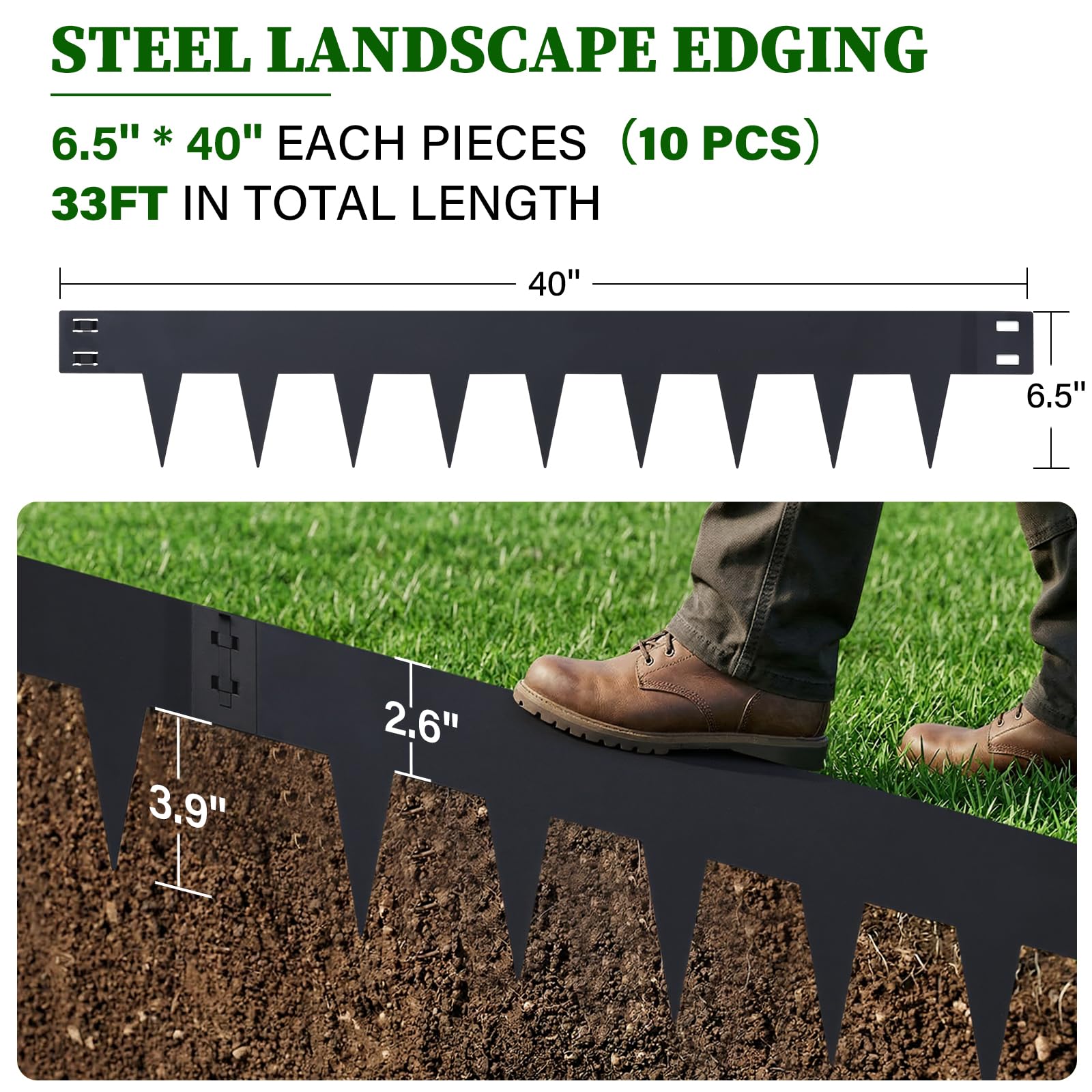 GOTGELIF serrated teeth close-up showing grip and easy no-dig installation
