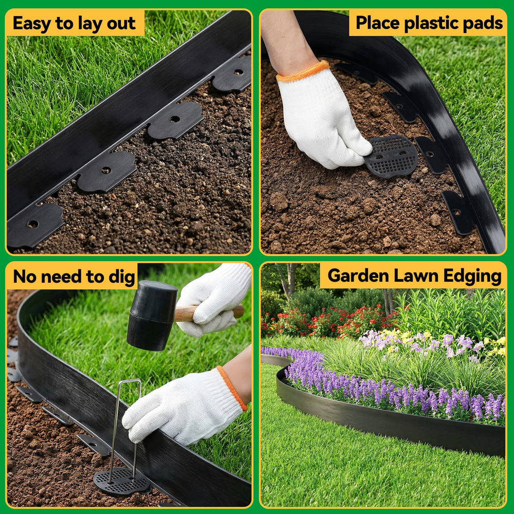 GOTGELIF flexible edging bent around a curved flower bed for custom design benefit