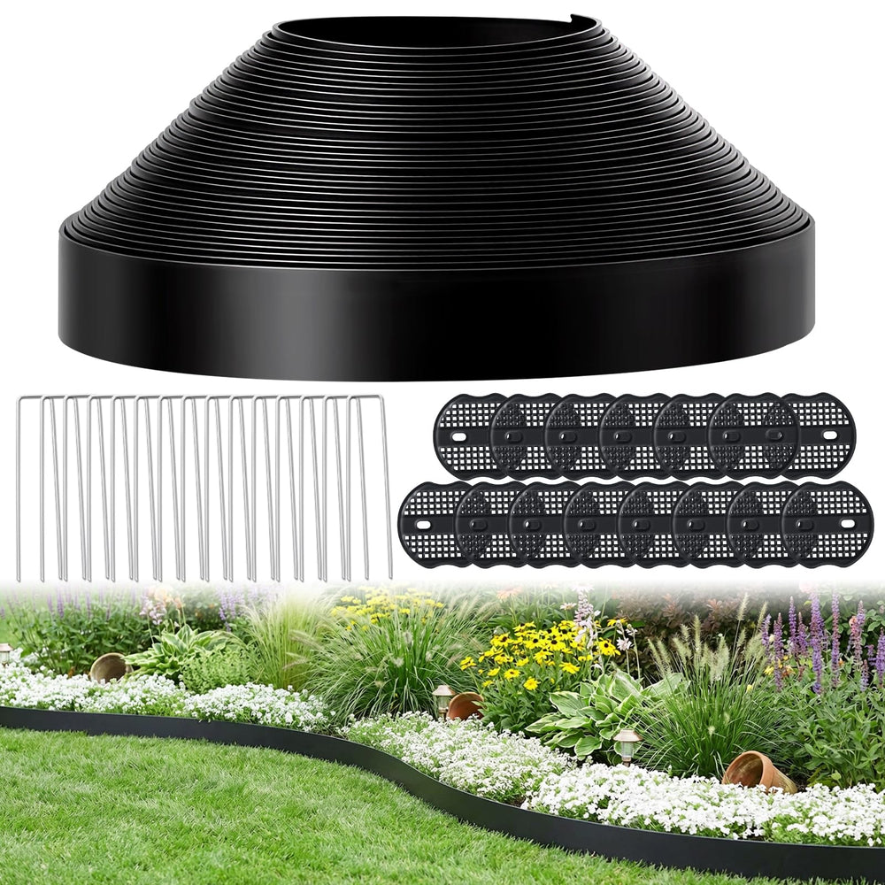 GOTGELIF front view of rolled 100 ft edging showing compact packaging and quick install benefit