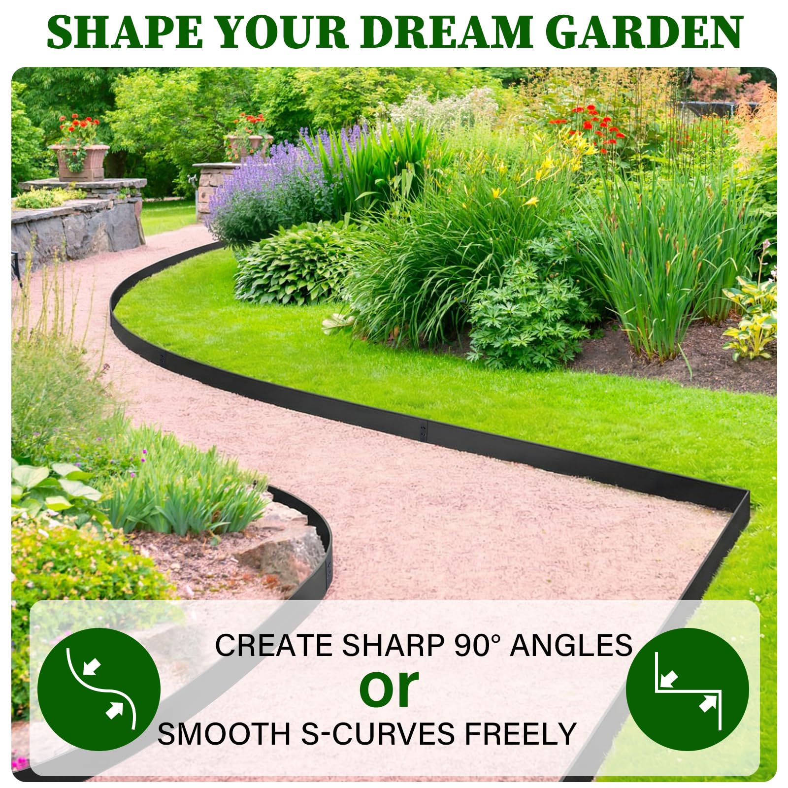 GOTGELIF installed edging around mulch bed showing clean professional finish