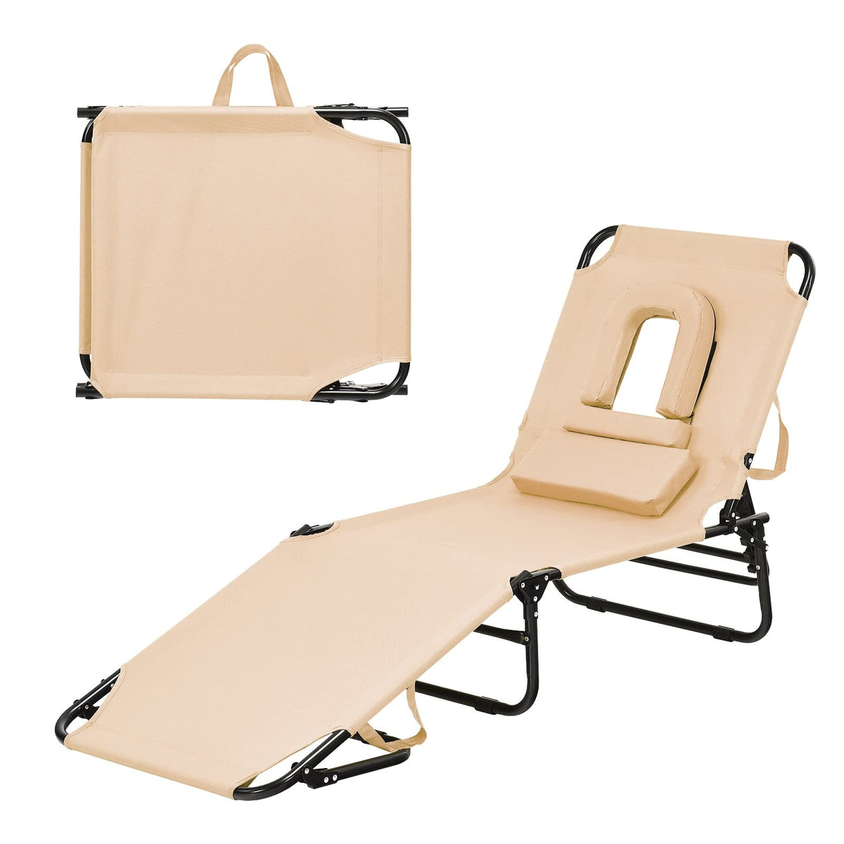 gotoplay front view beige lounger showing full layout and comfort