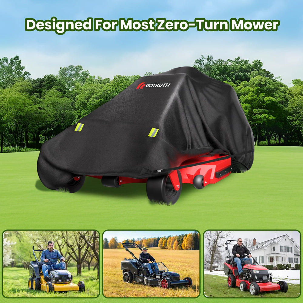 GOTRUTH cover fitted on mower demonstrating easy on-off setup