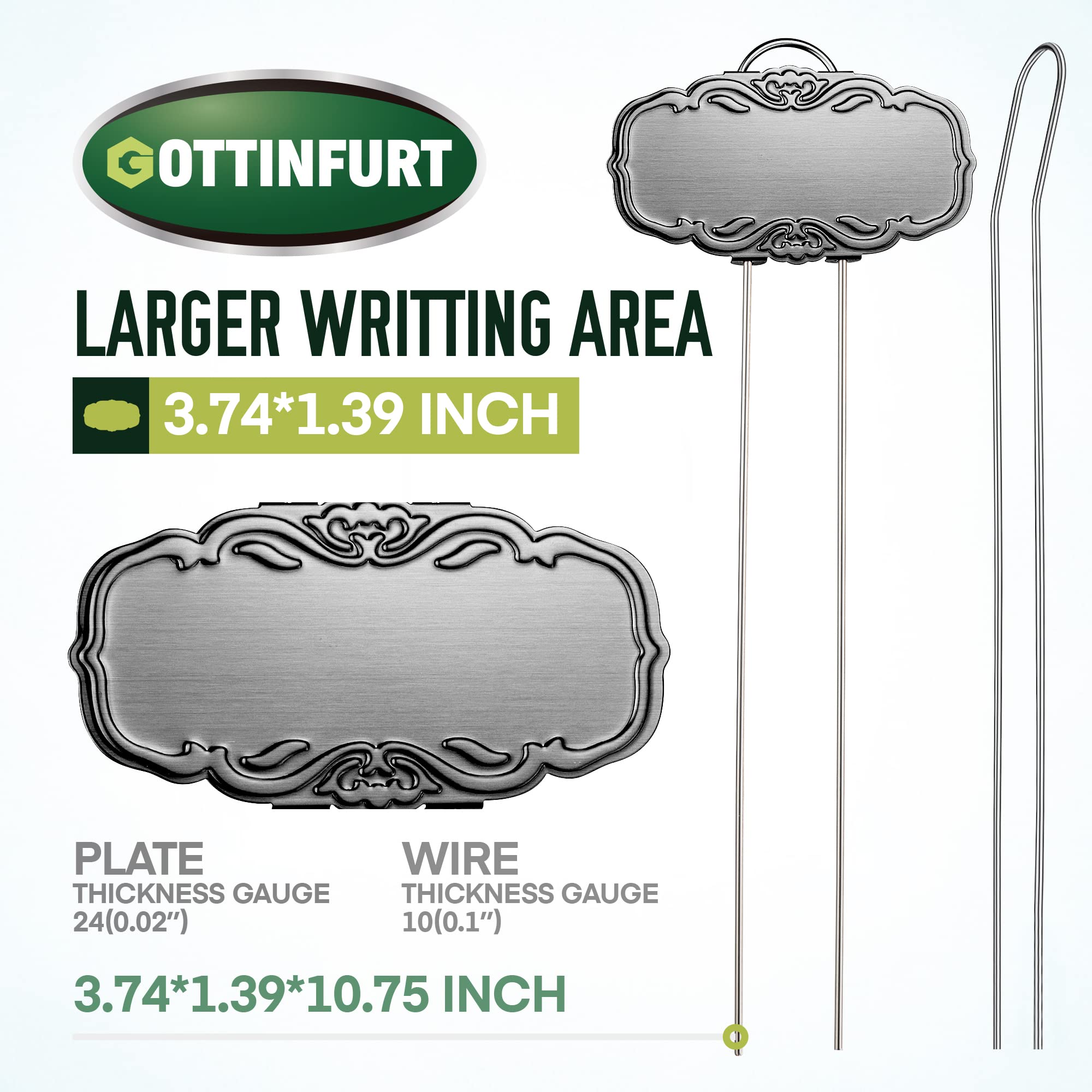 Gottinfurt handwriting on metal tag showing readable durable marking