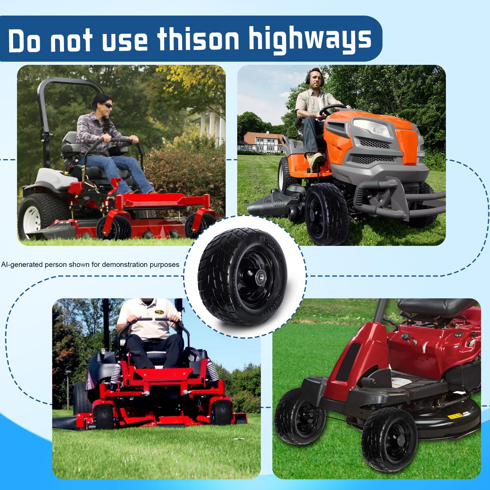 GOUEN wheel installed on zero-turn mower improving steering reliability