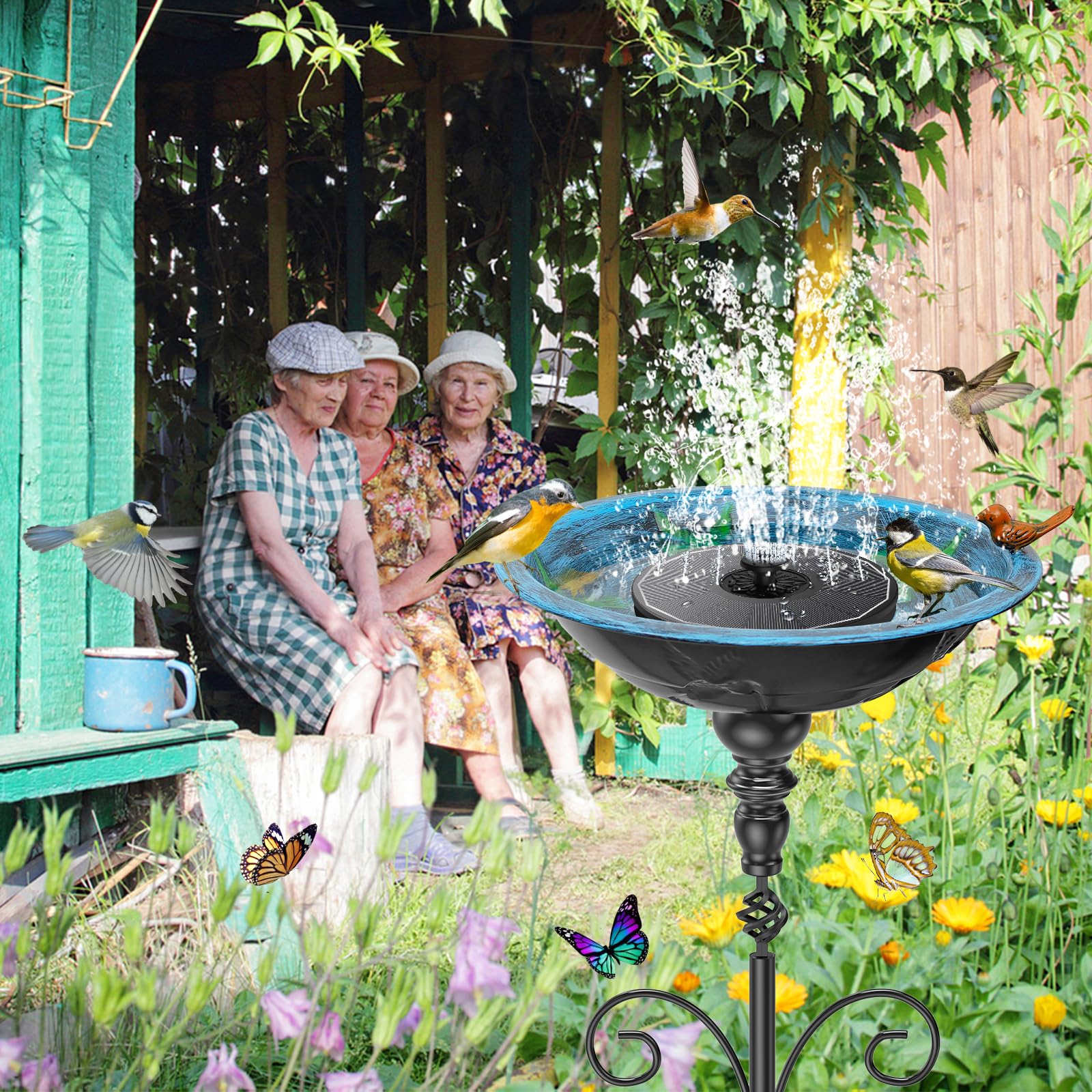 Gouisalin bath in garden setting enhancing outdoor decor and attracting birds