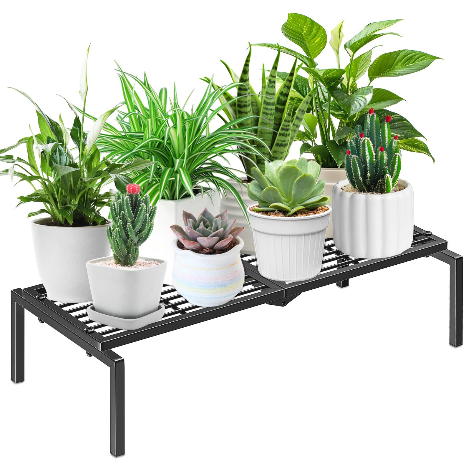 Gouisalin front view plant stand showing stable black metal frame and capacity