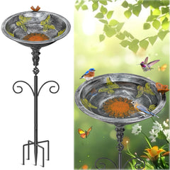 Gouisalin front view vintage bird bath showing bowl and pedestal, improves garden appeal