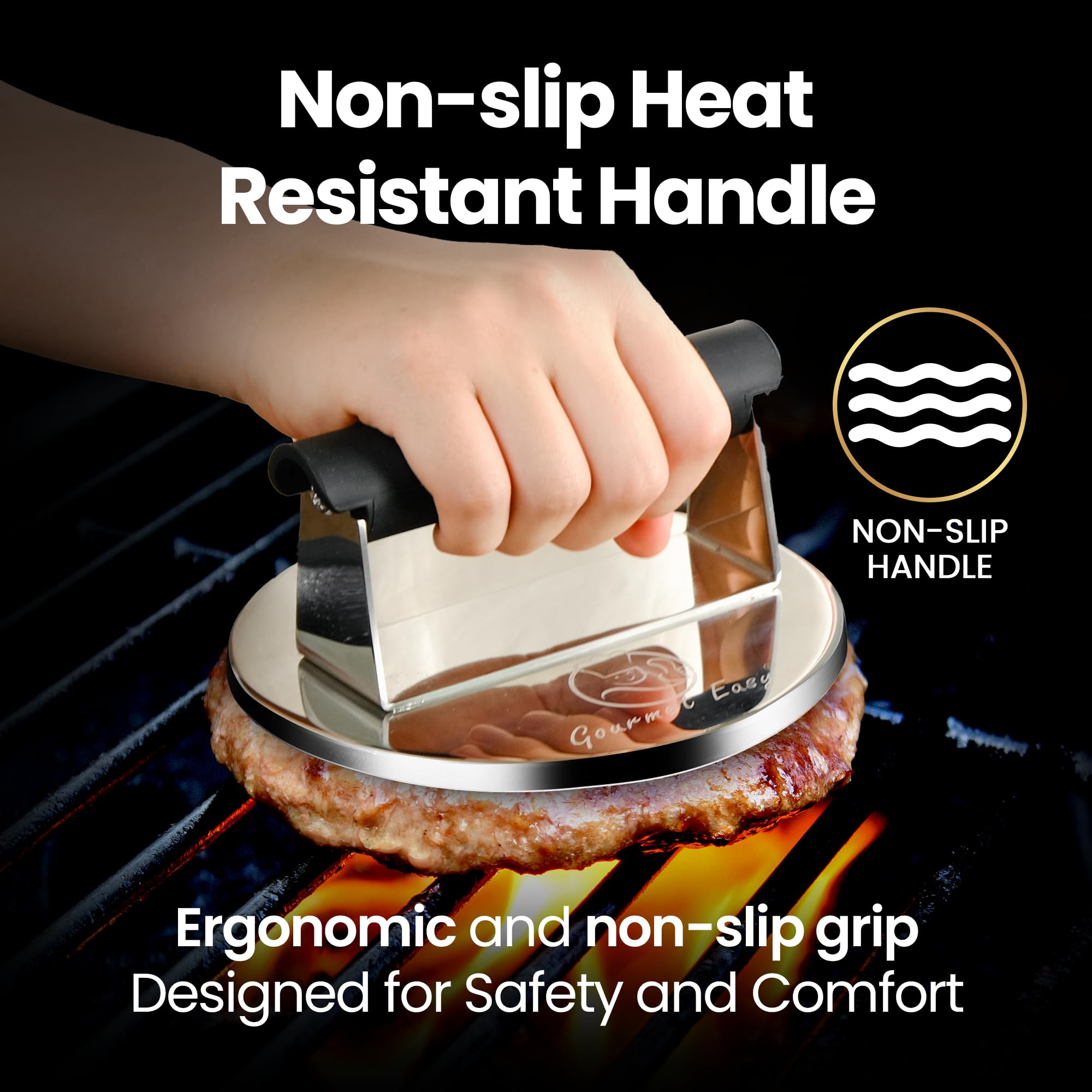 Gourmet Easy handle close-up with heat-resistant silicone for safer grip