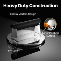 Gourmet Easy in use on griddle producing even sear for faster cooking