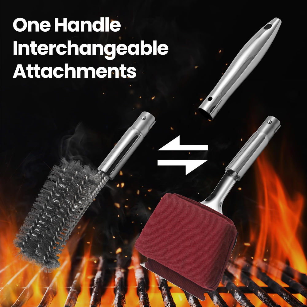 Gourmet Easy scraper with fire-resistant sponge showing flexible cleaning benefit