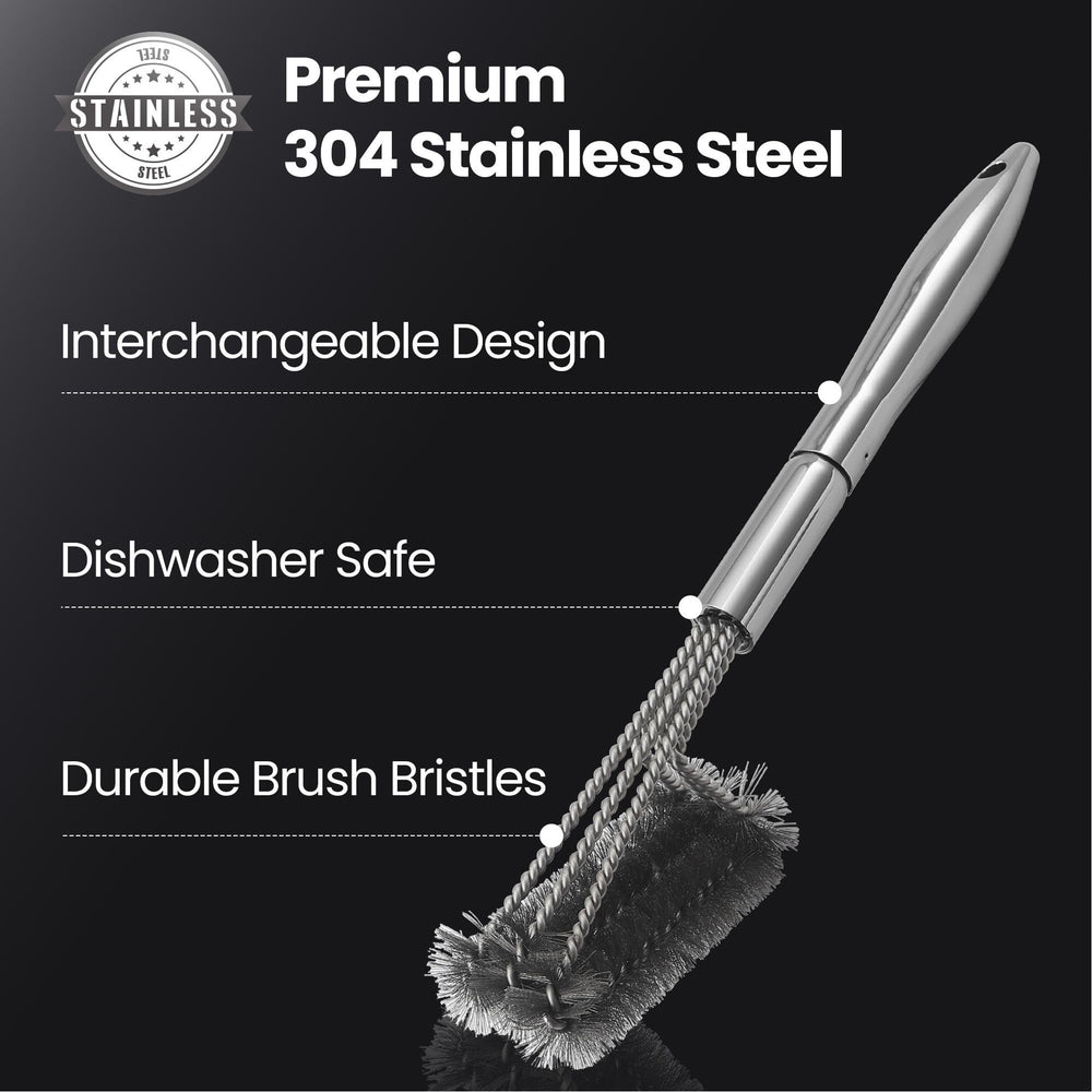 Gourmet Easy wire bristle head close-up for heavy-duty cleaning benefit