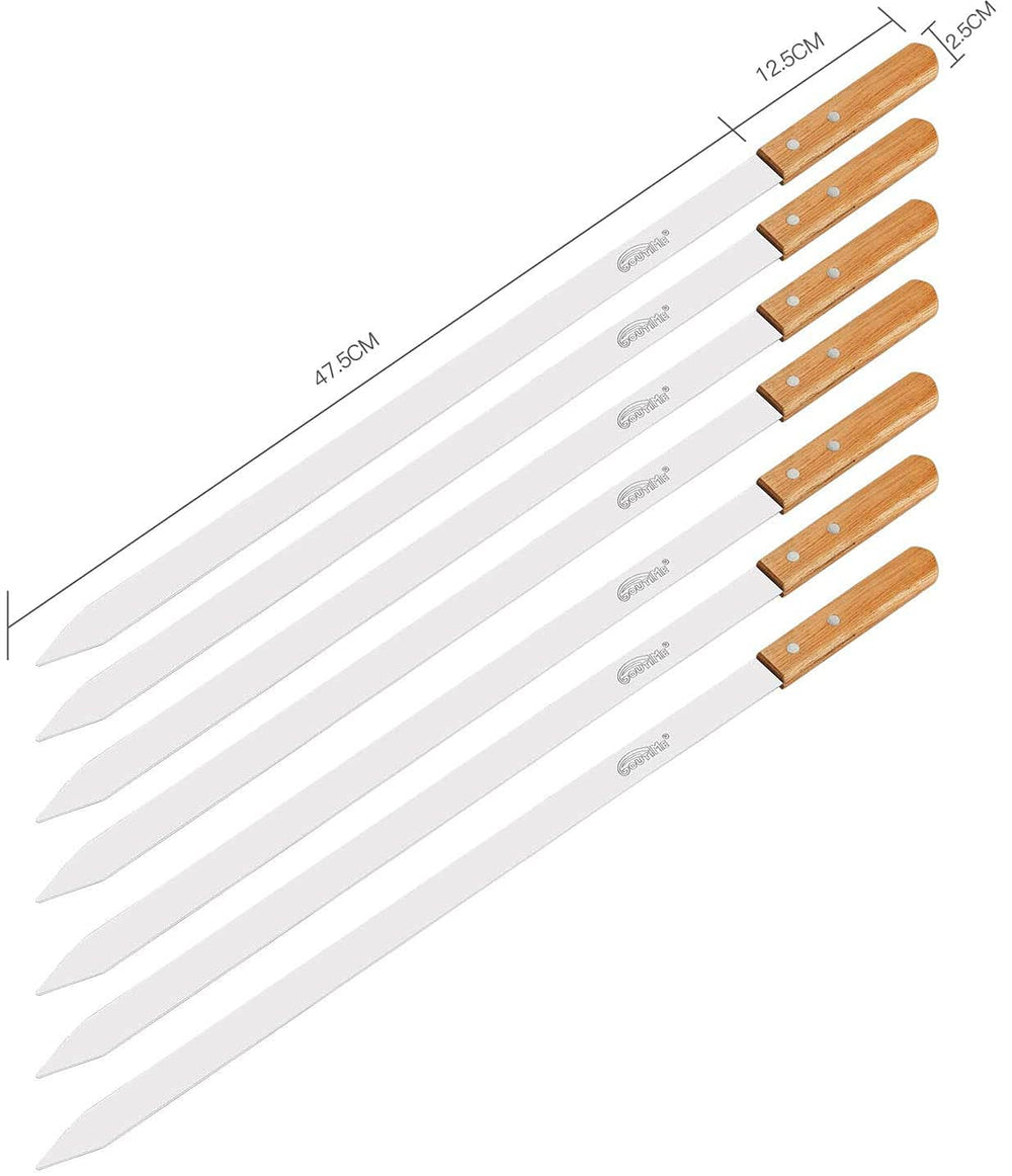 GOUTIME close-up of flat stainless blade showing secure food hold and even cooking