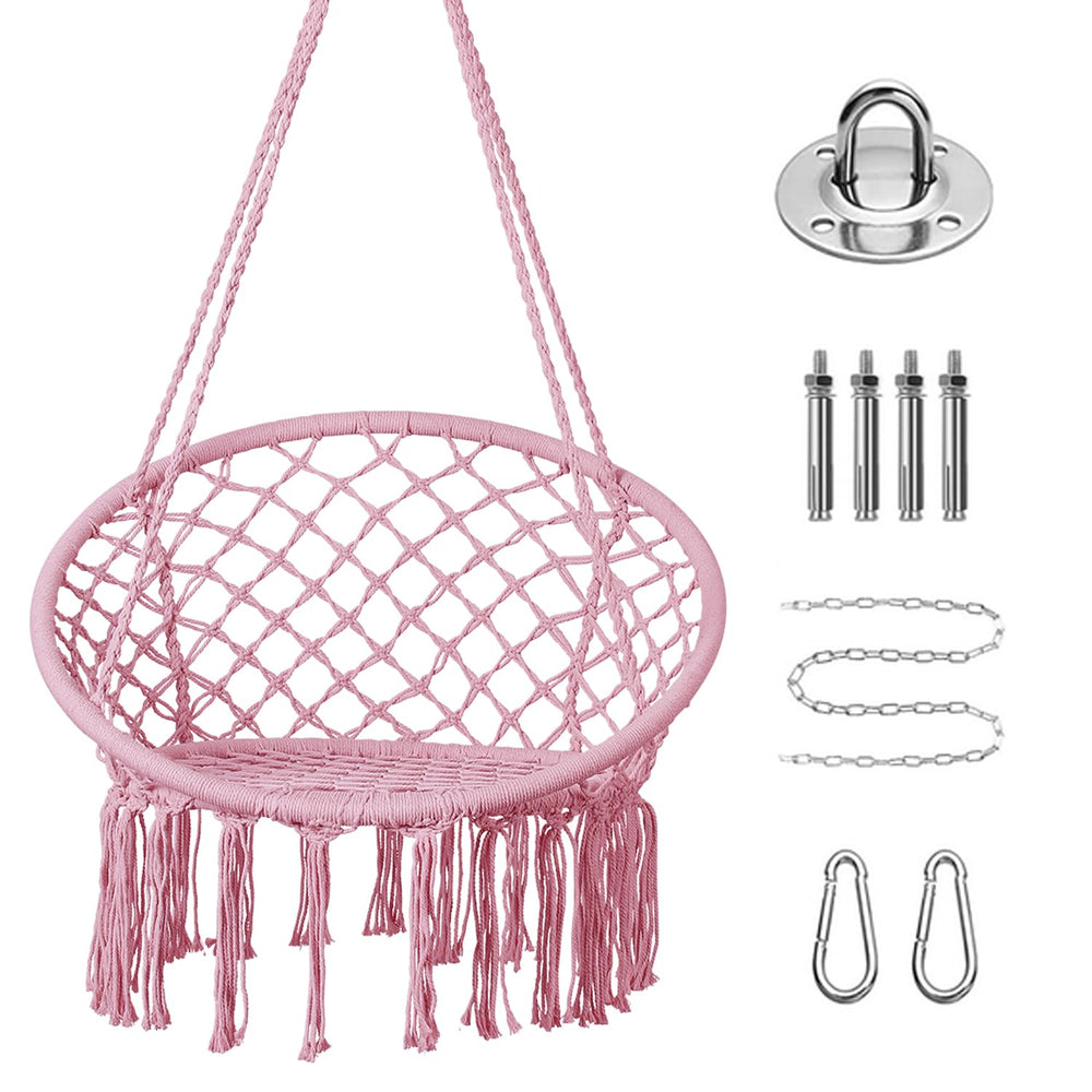 GOUTIME front view pink hammock chair showing secure seat and playful style for kids
