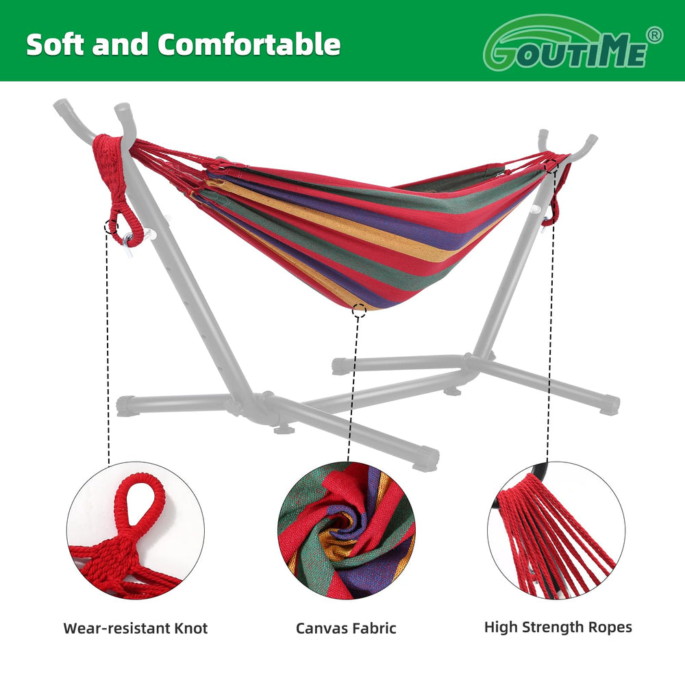 goutime hammock with ruler size comparison showing child-scale suitability
