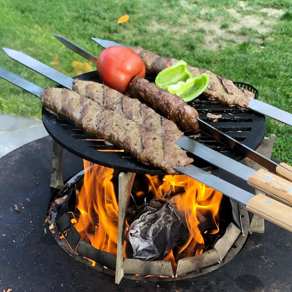 GOUTIME skewers displayed next to ruler showing 23.5 inch length