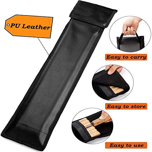 GOUTIME PU leather storage bag open with skewers organized for easy transport