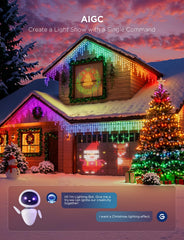 Govee 99ft string lights stretched out to show length and flexible installation