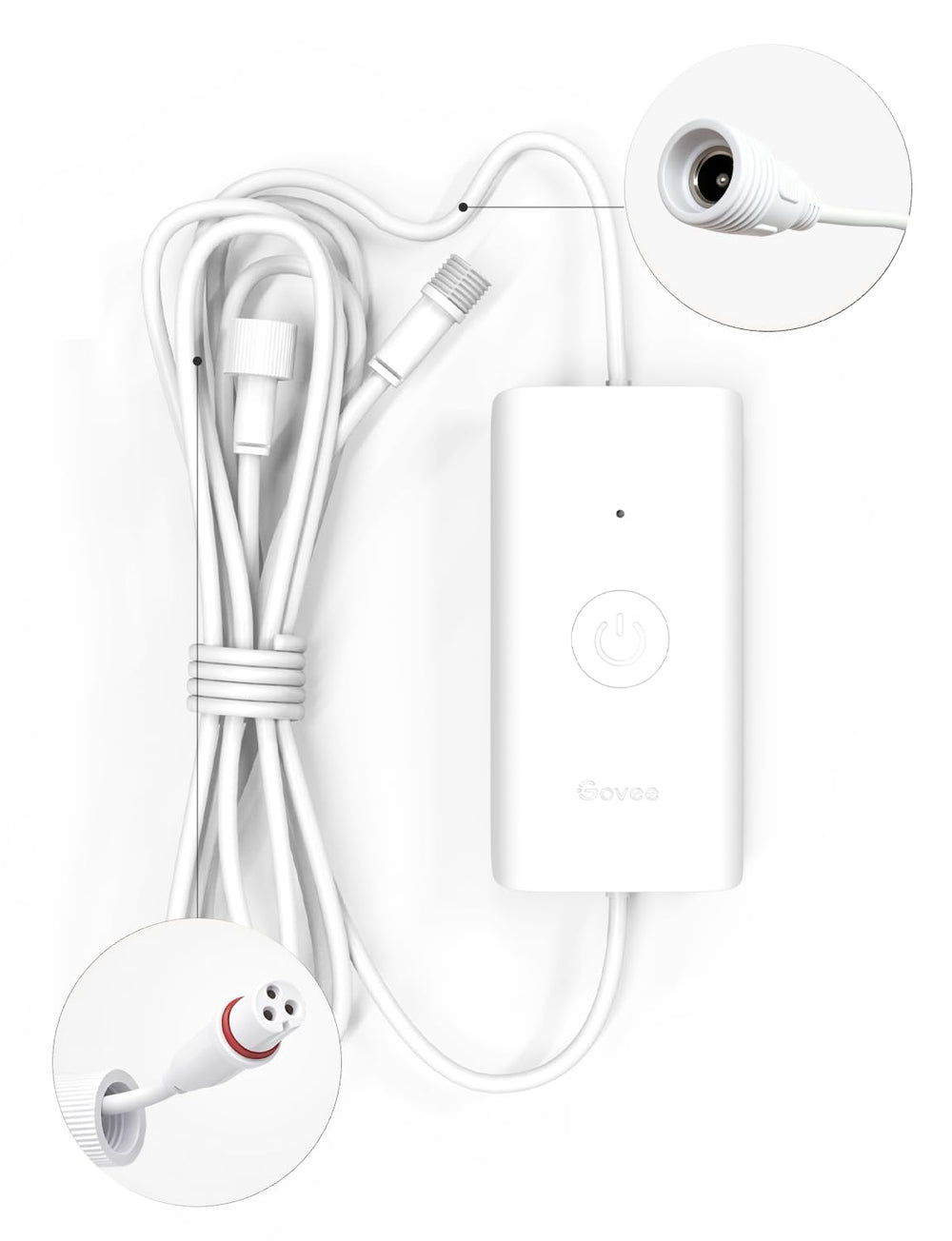 Govee control box front view showing compact design and easy mounting benefit