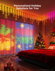 Govee curtain lights close-up showing multicolor RGBIC detail and vibrant effects